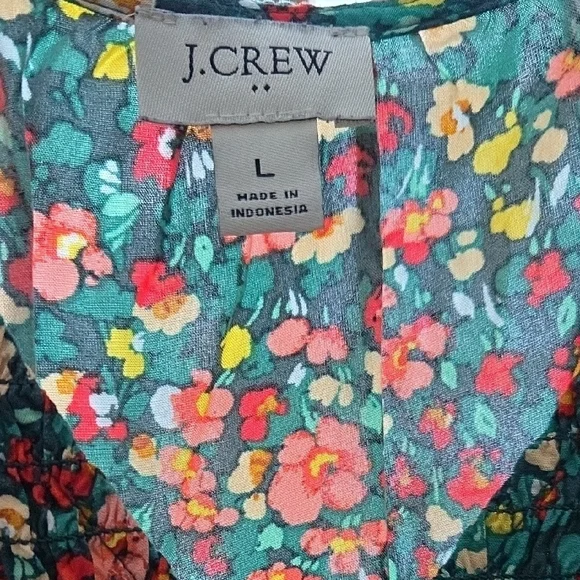 J. Crew Green Pleated Bishop Sleeve Sundress - Picture 3 of 6